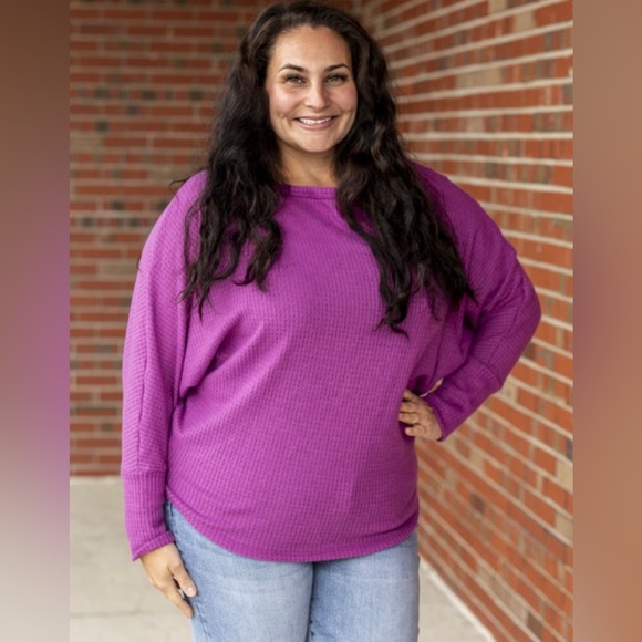 NEW WHITE BIRCH Magenta Waffle Fleece Top 3x - Picture 1 of 3